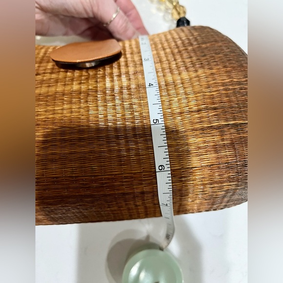Le Sac Handmade Purse Buri palm tree rattan, straw cane woven style bag, NWT - Picture 3 of 13